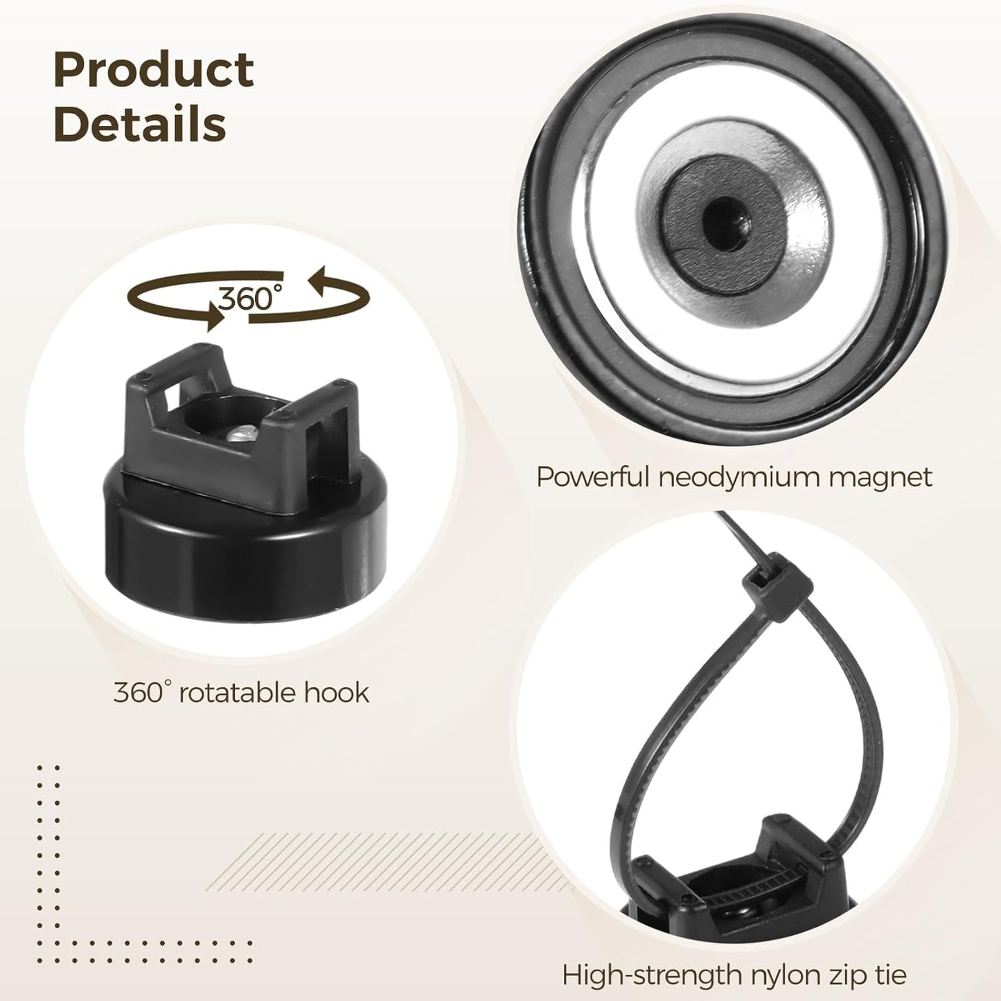 Magnetic Cable Zip Tie Mounts, 15 Pcs Magnets with 50 Pcs Cable Zip Ties, Multipurpose Magnetic Cables Holder for Cables Management, Wire Management Bases