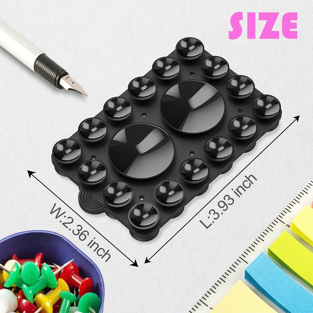 ZYCCER Double Sided Silicone Suction Phone Holder Mount,Compatible with iPhone and Android Cases Hands-Free Mirror Shower Phone Mount Strong Grip Holder (Black, Double Sided 2PCS)