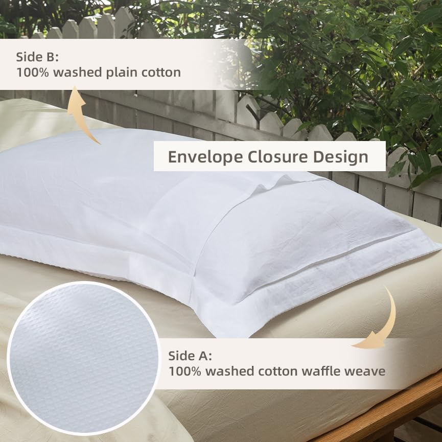 CHUFFED 100% Cotton Waffle Weave Pillowcases 2 Pack Standard, 20x26 Inches - Image 5