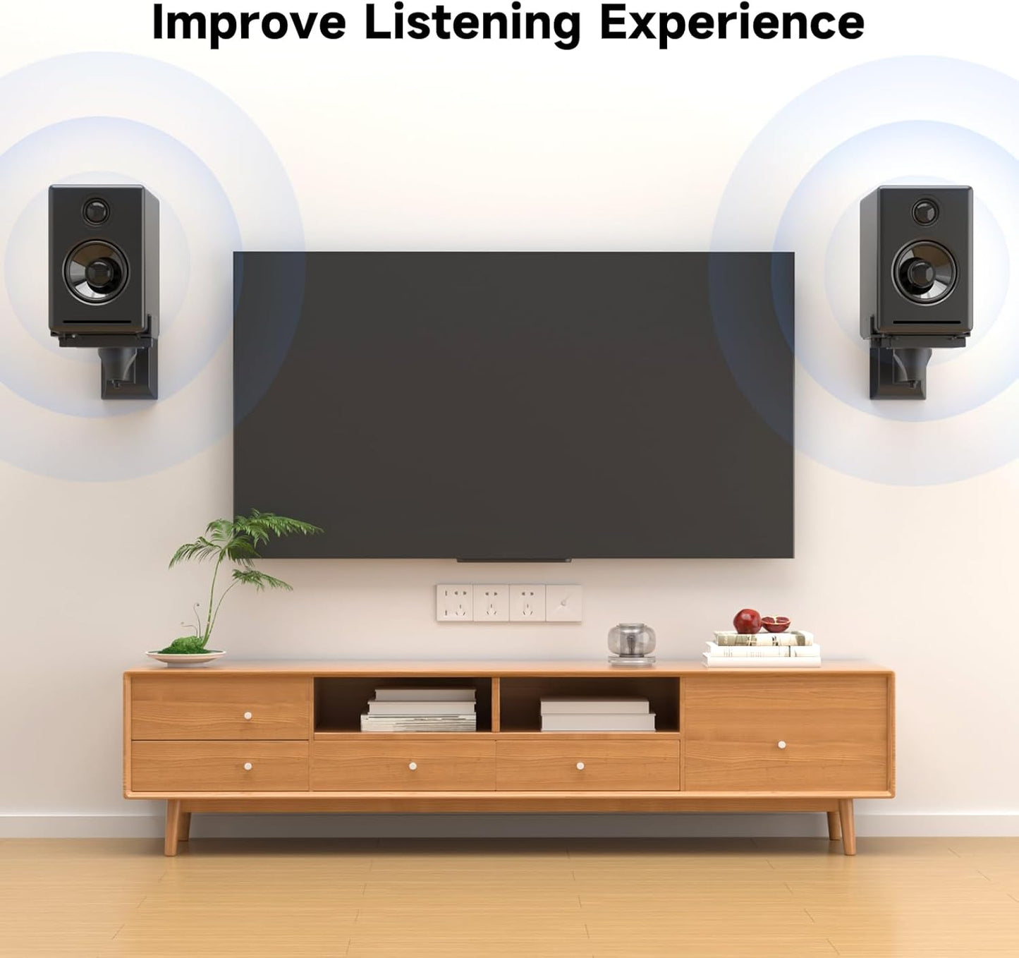 Suptek Speaker Wall Mounts - Dual Speaker Stands for Surround Sound, Universal Bracket, Tilt Swivel Shelves Up to 55lbs (Black, 2 Pack)