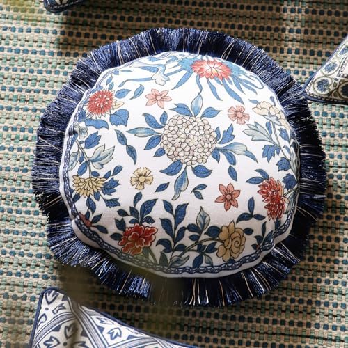 patdrea Vintage Linen Throw Pillow Cover, Diameter 16" - Image 2