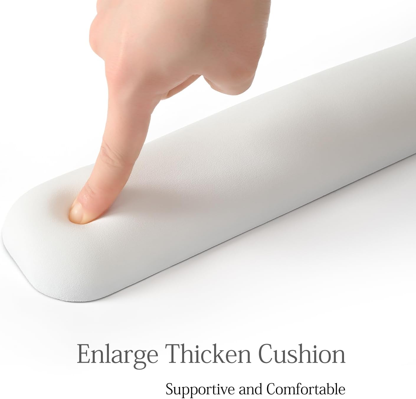 UnivoColors Design-Wave Keyboard Wrist Rest, Artificial Sheepskin+Memory Foam+Ergonomic+Anti-Slip Gel, Resilience Support During Work and Gaming,Keyboard Accessory,White