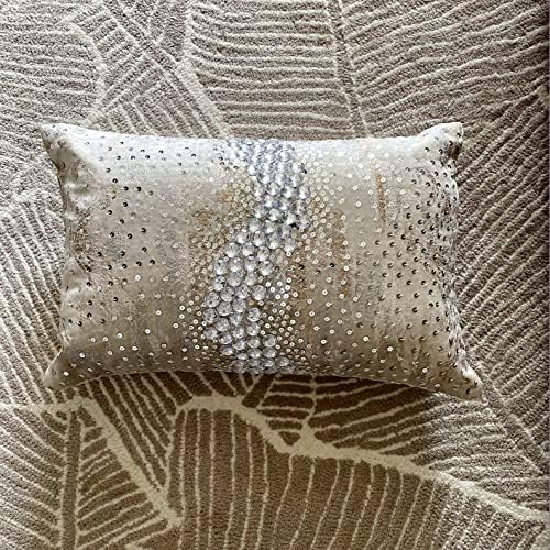 The HomeCentric Decorative Ivory & Gold Pack of 2, Velvet Foil & Crystal - Image 4