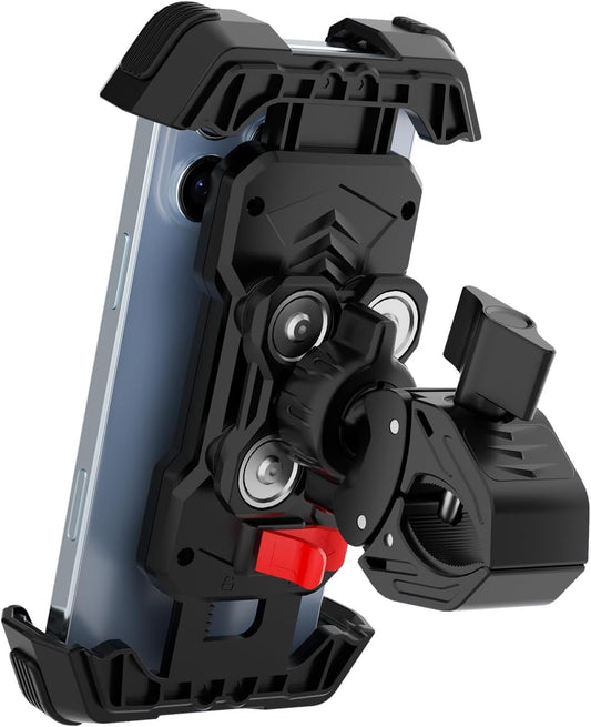 Bike Phone Holder, 360° Adjustable Motorbike Phone Holder for 4.7"-7.2" Smartphones Phone Bicycle, Motorcycle Mirror Mount, Universal Handlebar Phone Mount for MTB/Scooter/Dirt