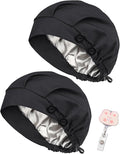 2 Pack Satin Lined Bouffant Scrub Caps by Yuest