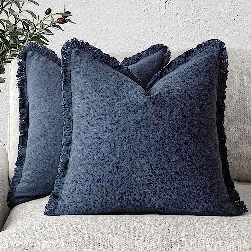 Foindtower Decorative Linen Fringe Throw Pillow Covers 26×26 Inch by Foindtower