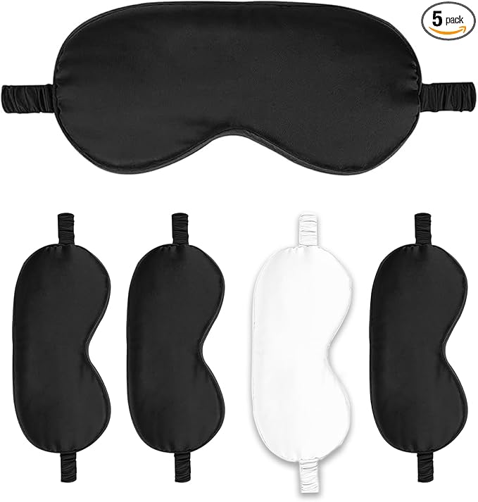 Sleep Masks 5PACK Silk Eyes Cover Satin Eye Mask Silky Blackout Soft Blindfold by WJingYiJia