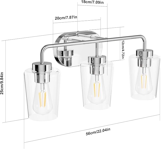 Tipace Modern Bathroom Vanity Lighting Fixtures 3-Lights Industrial Stainless - Image 5