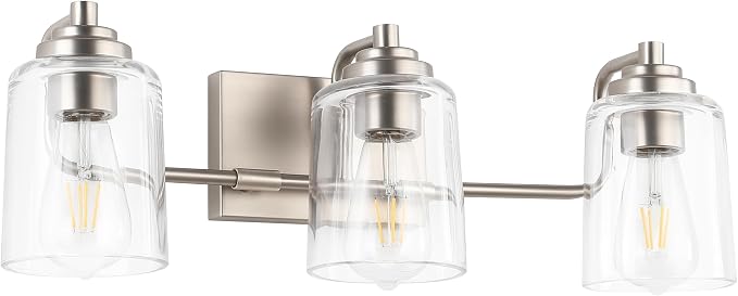 SOLFART Brushed Nickel Bathroom Lights Over Mirror 3 Lights Vanity Lights by SOLFART