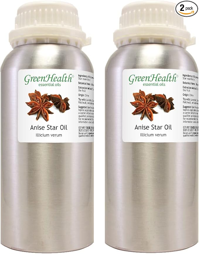 GreenHealth Anise Star Essential Oil 2 Pack – 16 fl oz Each | 100% Pure & Uncut by Greenals