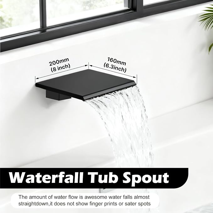 Midanya Shower System with Tub Spout, Bathtub Shower Faucet Set with Square - Image 3
