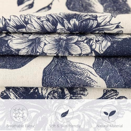 Foindtower Set of 2 Linen Floral Vintage Throw Pillow Covers Neutral Accent - Image 2