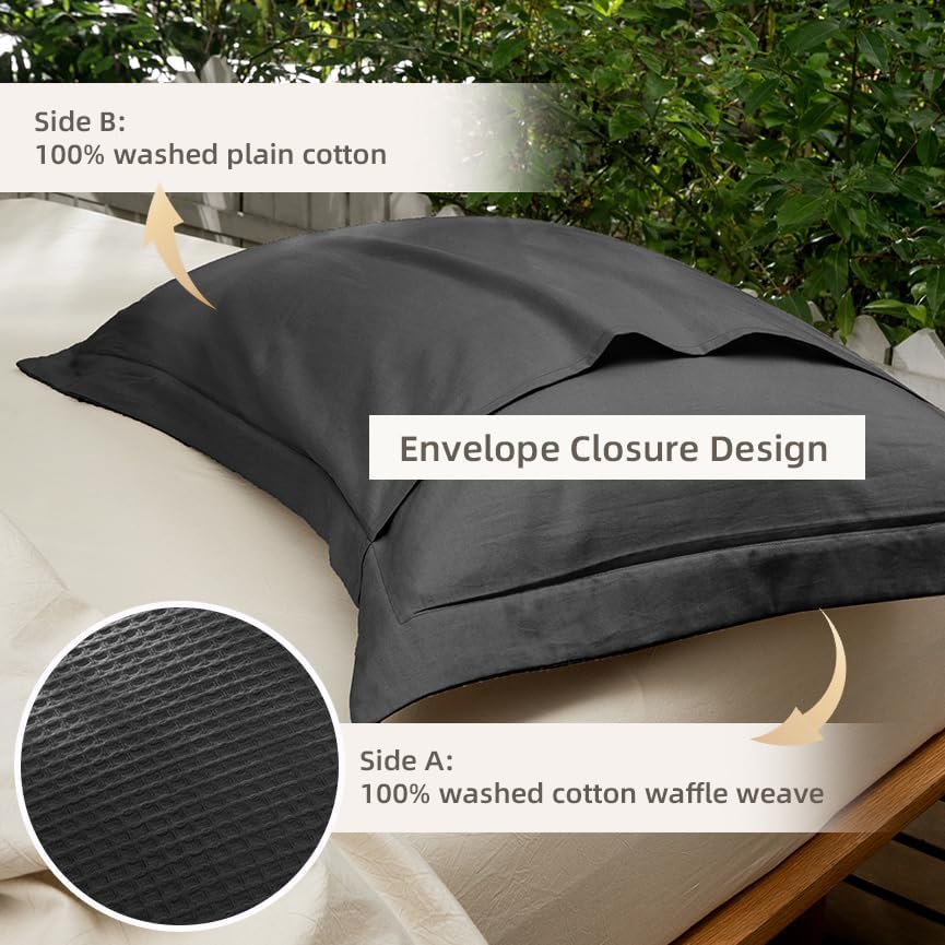 CHUFFED 100% Cotton Waffle Weave Pillowcases 2 Pack Standard Size, 20x26 Inches - Image 5