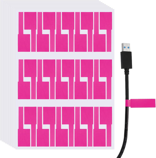 uxcell 300 Pcs Cable Labels, Waterproof Wire Cord Labels Tags, Cord Organizer Management Tags for Charger Cable Organizer Wire Markers Printer and Handwriting, Rose Red