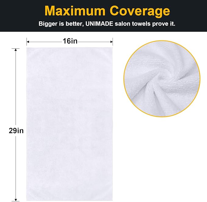 UNIMADE Salon Towels 2 Pack, Super Soft Microfiber Hand Towel, Highly Absorbent - Image 2