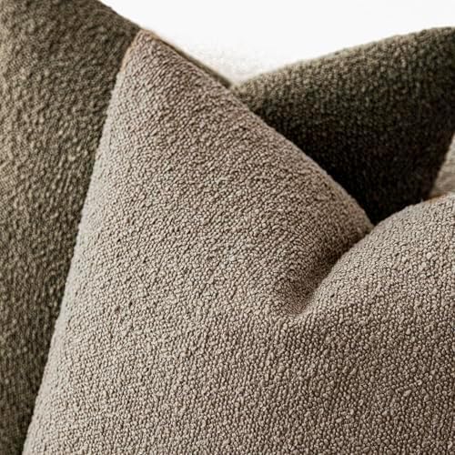 Foindtower Decorative Textured Boucle Throw Pillow Covers 22x22 Light Khaki - Image 4