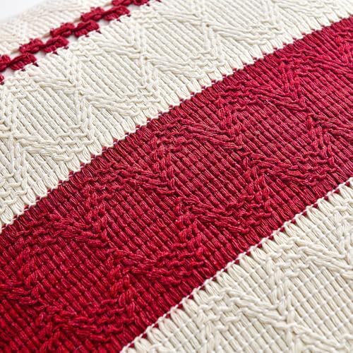 Fancy Homi Set of 1 Boho Red Decorative Throw Pillow Cover 16x16 Inch - Image 4