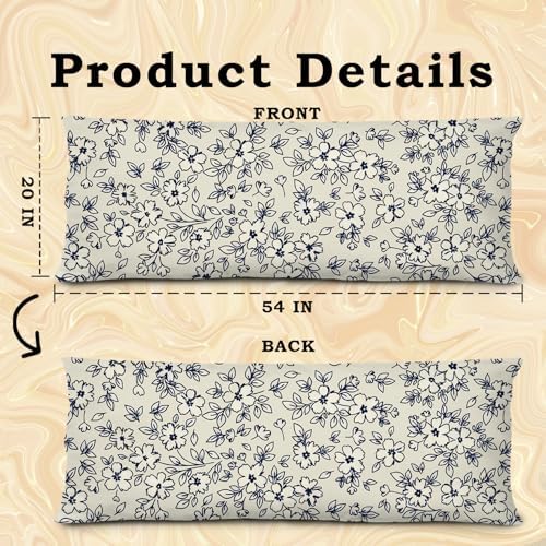 Retro Chinoiserie Dark Blue Floral Body Pillow Pillowcase - Image 6