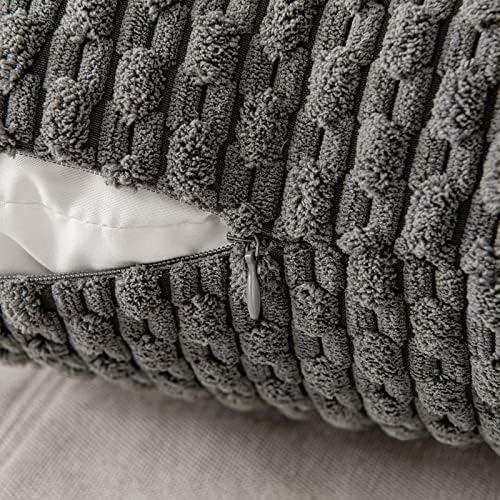 MIULEE Decorative Throw Pillow Covers 18x18 Dark Grey Textured Corduroy - Image 3