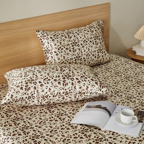 Terrazzo Leopard Print Pillow Cases, Standard Cheetah Satin Pillowcase - Image 5