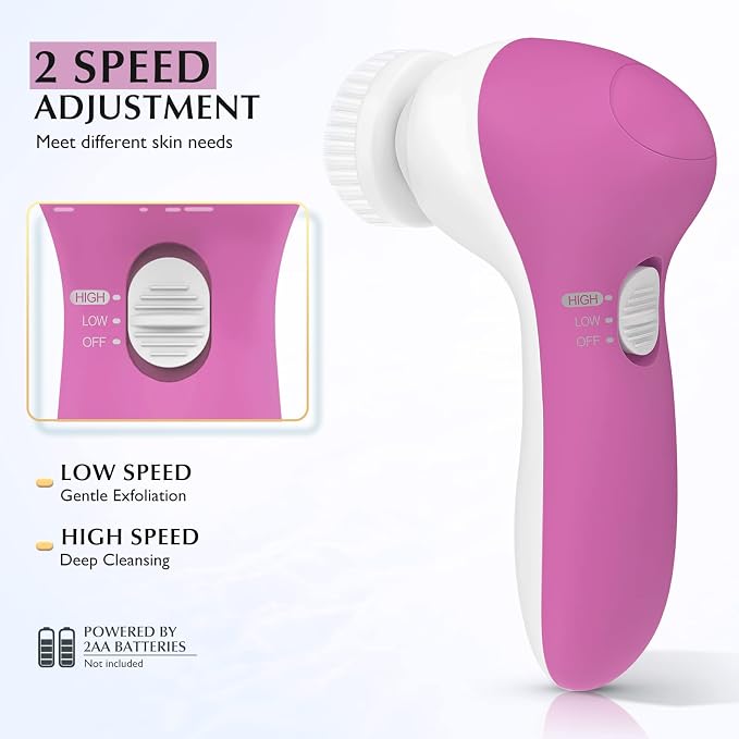COSLUS Facial Cleansing Brush Silicone Face Scrubber: 7 in 1 FBS-D Electric - Image 6