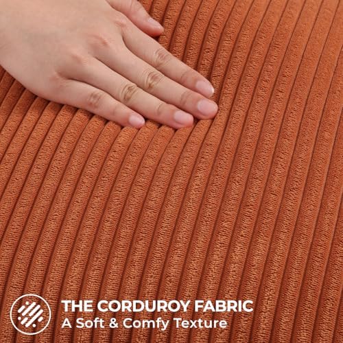 Mecatny Corduroy Fall Decorative Throw Pillow Covers 12x20 Set of 2 Rust - Image 3
