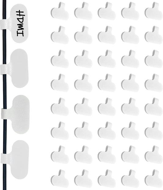 Mr-Label – Hook and Loop Cable Labels– Upgraded Writable Cable Wraps for Clear Writing- Cord Tags for Classify&Identification–Wire Tags for Cable Management | Electronics Computers-40Pcs(White)