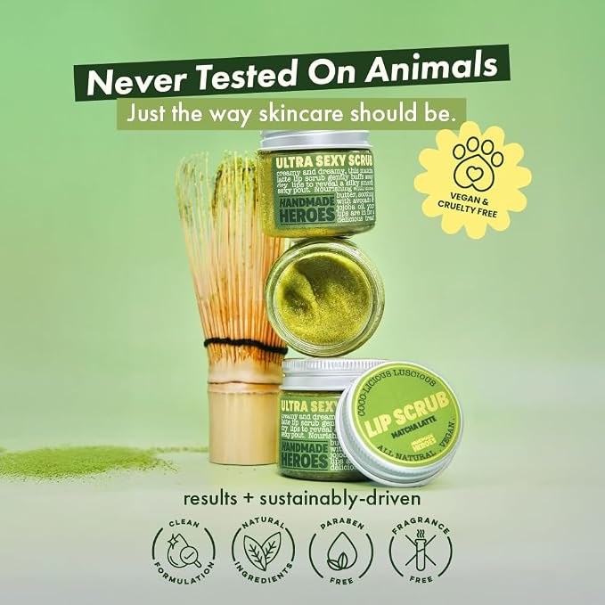 Handmade Heroes Matcha Latte Lip Scrub 1oz 100% Natural Vegan Skin Care Deep - Image 3
