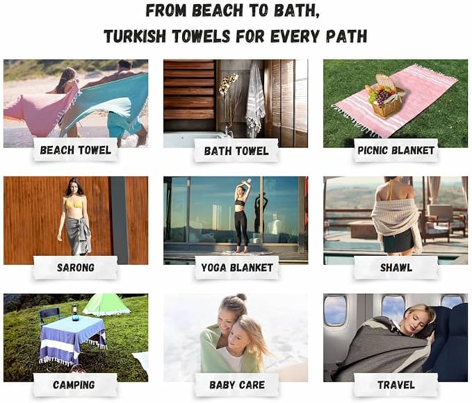 Bazaar Anatolia Turkish Beach Towel – 100% Cotton, Quick Dry, Sand Free Towel - Image 4