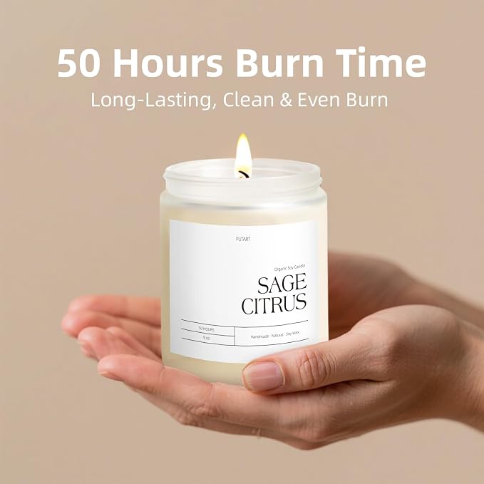 Sage Citrus Candles for Home Scented, 9oz Natural Soy Aromatherapy Non Toxic - Image 4