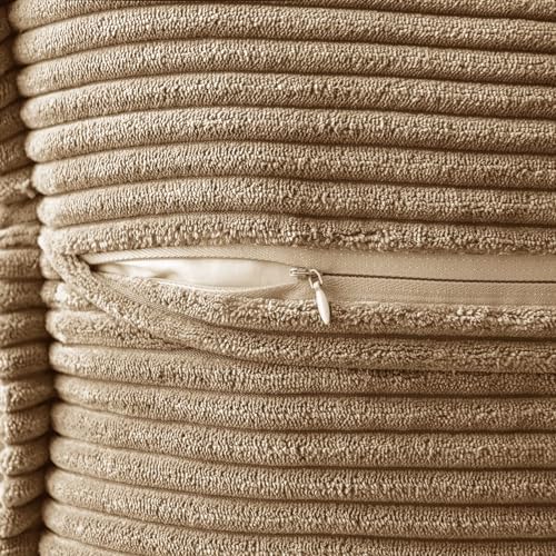 MIULEE Decorative Euro Sham Throw Pillow Covers 22x22 Inch Khaki 2 Pack - Image 4