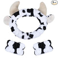 Plush Wash Face Headband Cow Print Spa Wrist Band Cuffs Hair Scrunchy Women by Miroksh