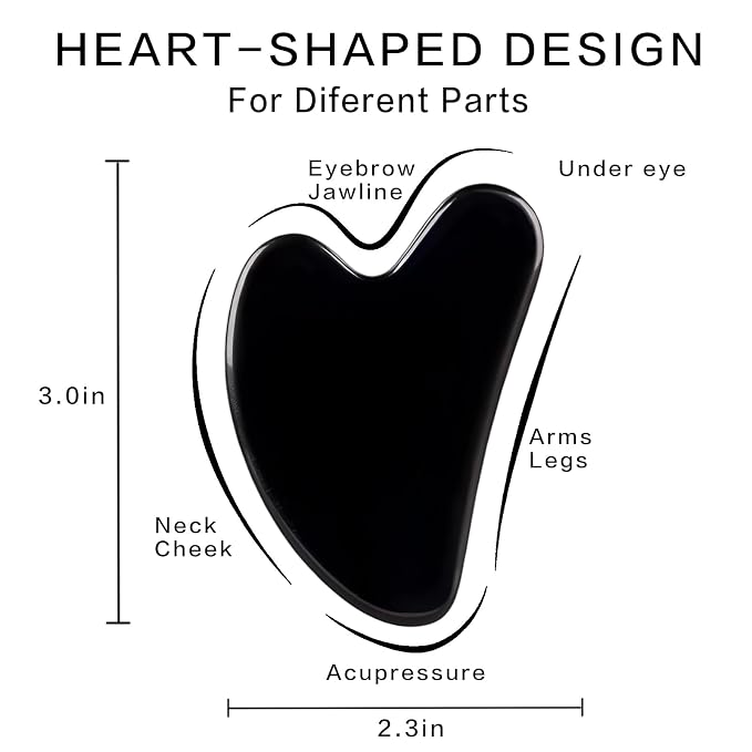 Gua Sha Facial Tools, Natural Obsidian Guasha Tool - Image 2