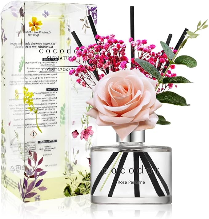 COCODOR Rose Reed Diffuser Set / 6.7oz / Rose Perfume/Scent Diffuser by COCODOR