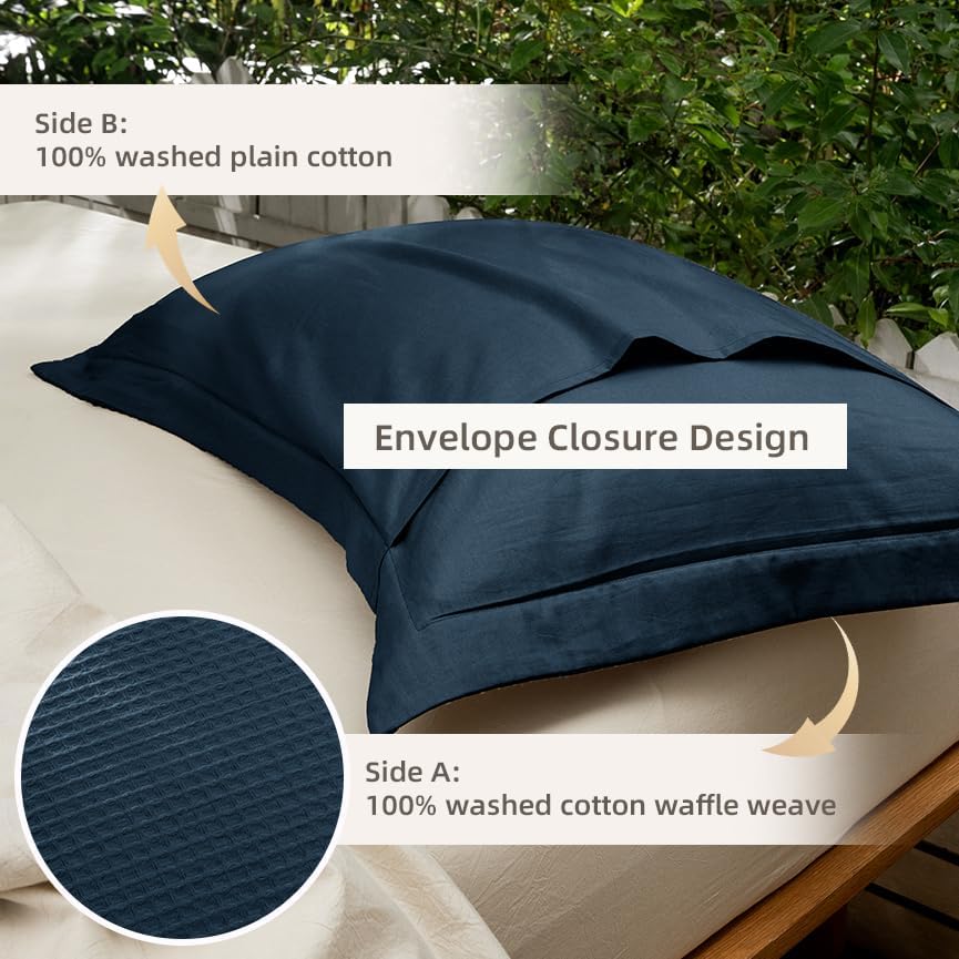 CHUFFED 100% Cotton Waffle Weave Pillowcases 2 Pack Standard Size, 20x26 Inches - Image 5