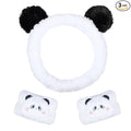 Pom Pom Panda Ears Plush Wash Face Headband Spa Wrist Band Cuffs Hair Scrunchy by Miroksh