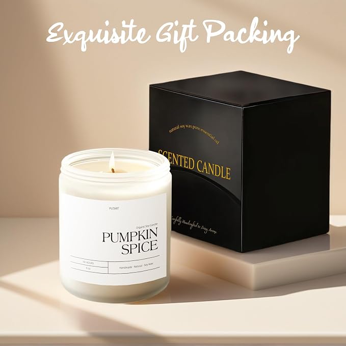 Pumpkin Spice Fall Candles for Home Scented, Natural Soy Wax Aromatherapy Non - Image 6