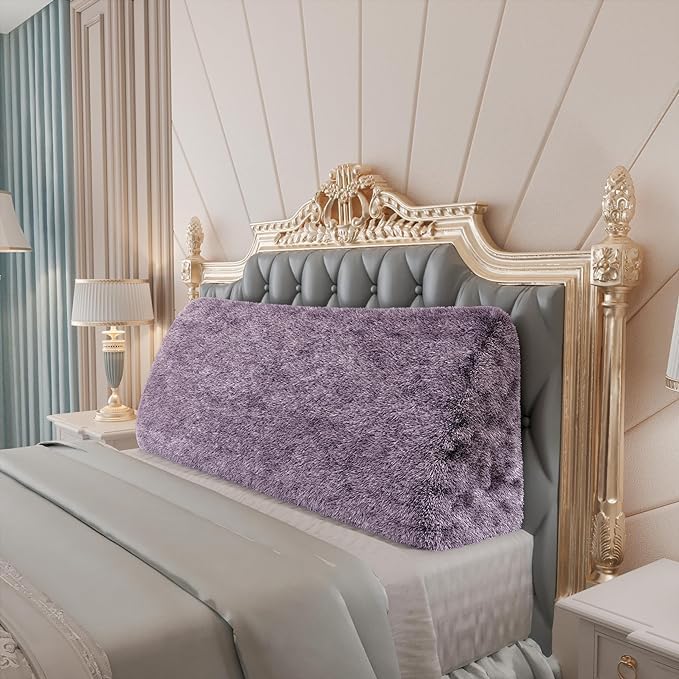 Thicken Furry Headboard Pillow King Padded Headboard Large Bolster Triangular - Image 6