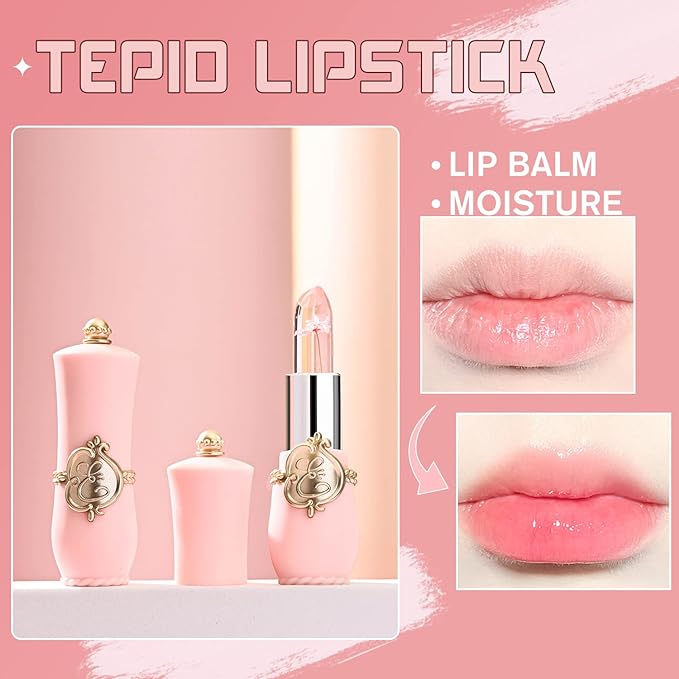 BestLand 3 Pcs/Set Flower Jelly Lipstick Set Temperature Change Moisturizer - Image 7