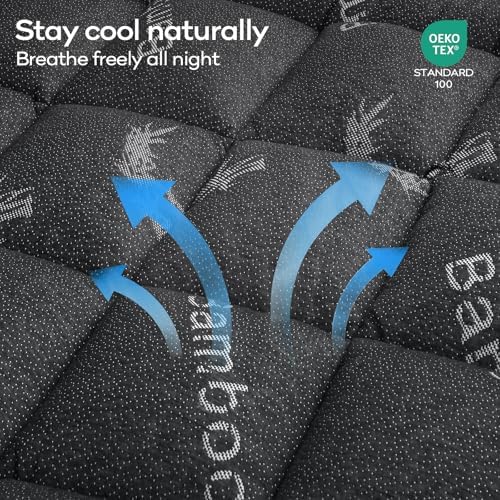 OLANLY Full Bamboo Viscose Cooling Mattress Topper, Dark Gray - Image 3
