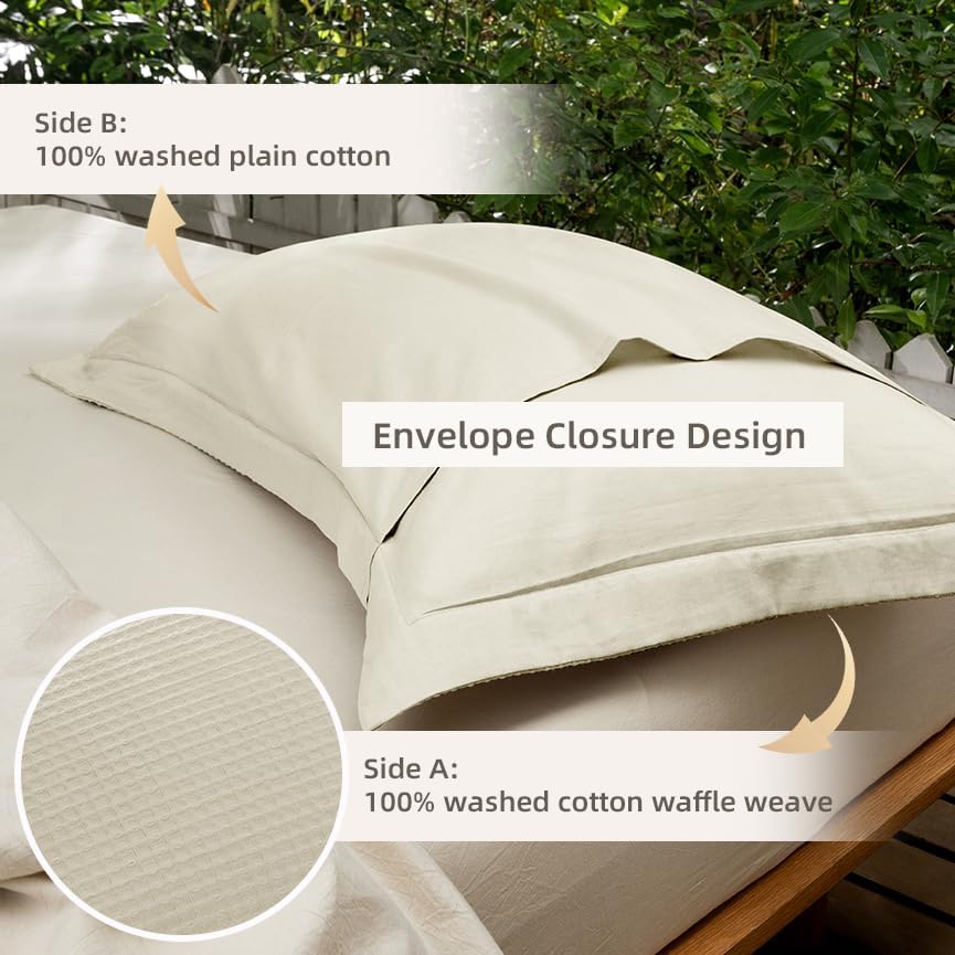 CHUFFED 100% Cotton Waffle Weave Pillowcases 2 Pack Standard, 20x26 Inches - Image 5