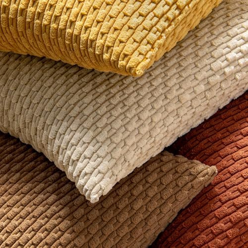 MIULEE Fall Decorative Throw Pillow Covers 26x26 Rust Textured Corduroy - Image 5