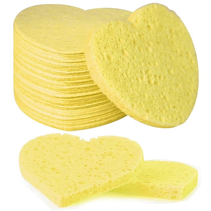 50-Count Facial Sponges Compressed, 100% Natural Cellulose Face Sponge by Mainlyrunmakeupsuppliers