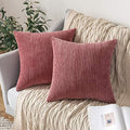 MIULEE Soft Corduroy Throw Pillow Covers Set of 2 18x18 Cranberry Red by MIULEE