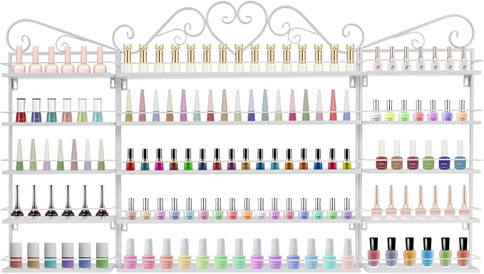 5-Tier Wall-Mounted Nail Polish Storage Racks Set of 3, Metal Cosmetic Display by Unknown