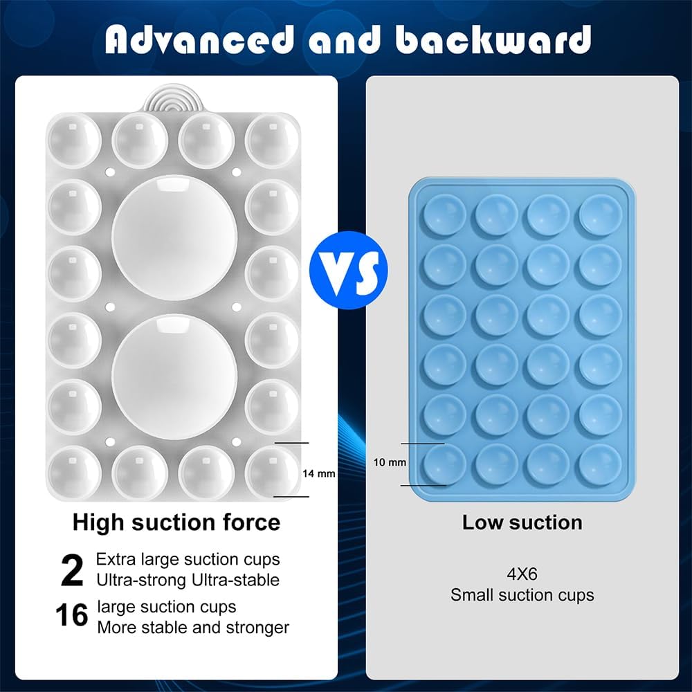 ZYCCER Double Sided Silicone Suction Phone Holder Mount,Compatible with iPhone and Android Cases Hands-Free Mirror Shower Phone Mount Strong Grip Holder (White, Double Sided 2PCS)