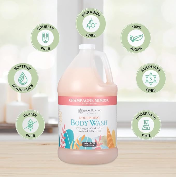 Ginger Lily Farms Botanicals Nourishing Body Wash, Champagne Mimosa, 100% Vegan - Image 4
