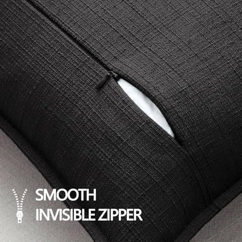 MIULEE Thick Textured Euro Sham Throw Pillow Covers 24x24 Inch Black - Image 7