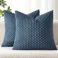 MIULEE Decorative Throw Pillow Covers 18x18 Blue Textured Corduroy by MIULEE