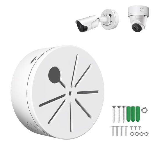 ZT-NET Universal Bullet Security Mount Box Dome Camera Junction Box Bracket Hide Cable ABS Plastic Enclosure Indoor Camera Cover CCTV Surveillance White 1 Pack (Not Included Camera)